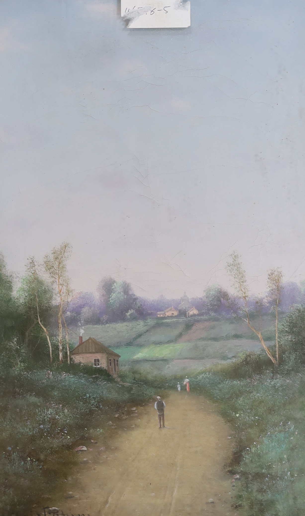 Nils Hans Christiansen (Dutch, 1850-1922), pair of gouaches, Flock of sheep and figures on a pathway, each signed, 38 x 24cm